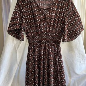 Umgee Black Floral Midi Dress